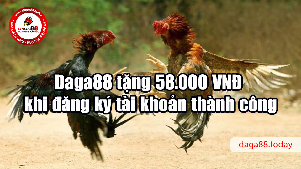 Daga88 tặng 58.000 VNĐ khi đăng ký tài khoản thành công